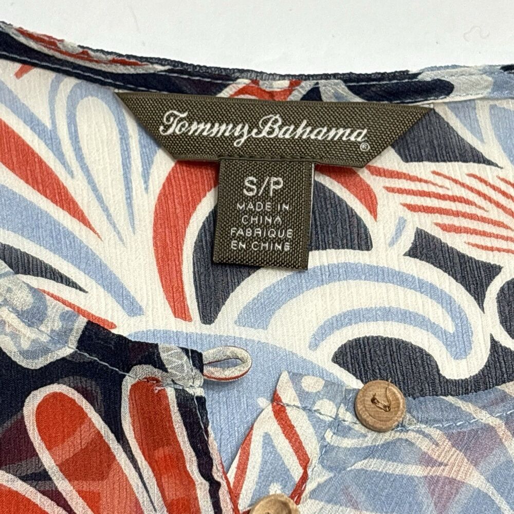 Tommy Bahama Women’s Silk Peasant Top Floral Beach - Picture 6 of 7